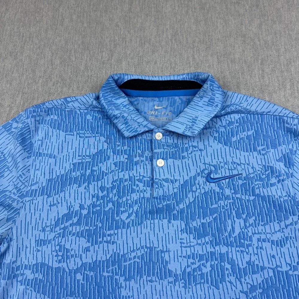 Nike Polo Shirt Mens Small Blue‎ Standard Vapor Camo Dri-Fit Performance Active